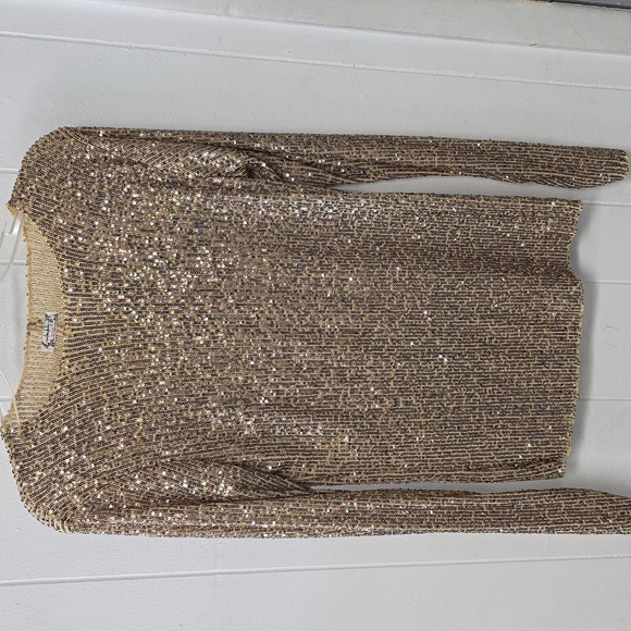 Free People Gold Rush Crew Neck Sz Small Party Top I - Picture 2 of 2